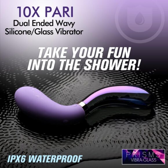 10X Pari Dual Ended Wavy Silicone and Glass Vibrator - Image 3